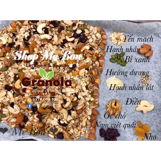 Granola không đường vị quế, cacao