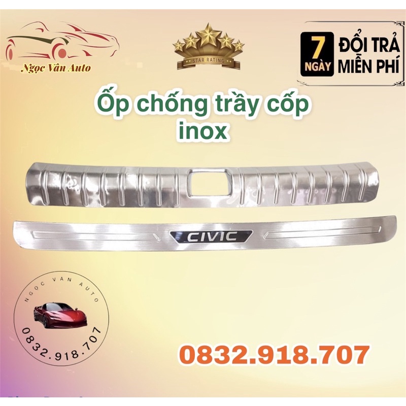 Ốp chống trầy cốp Honda Civic 2017 - 2021 - Mẫu INOX