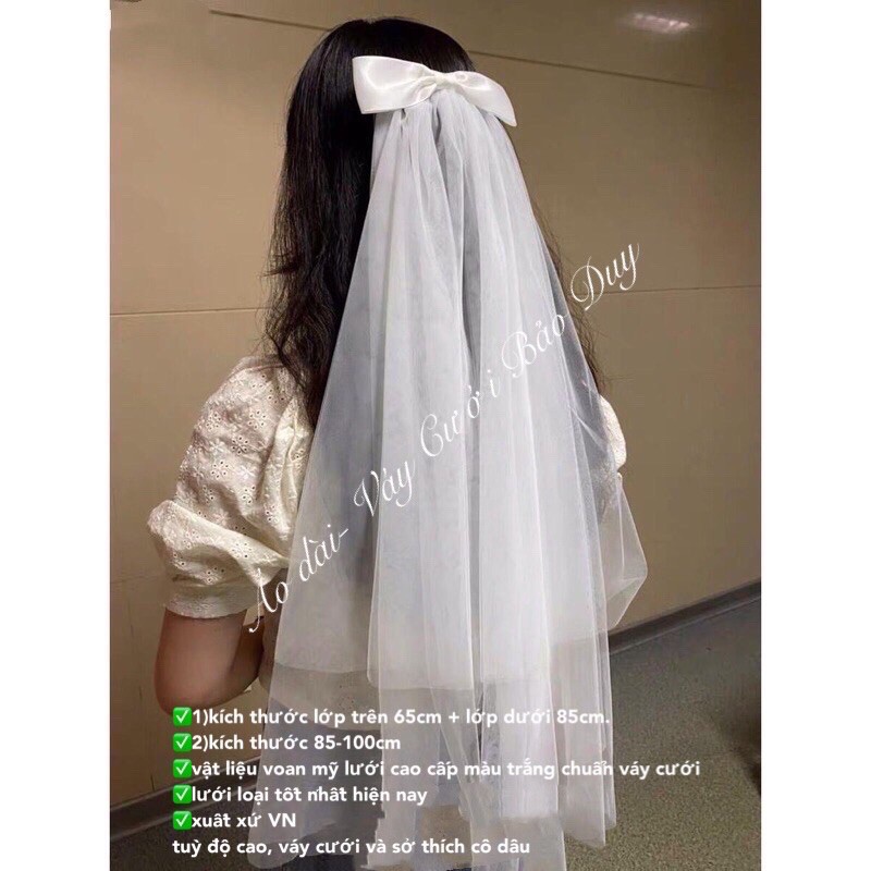 lúp nơ, voan trắng váy cưới, lưới tóc cô dâu