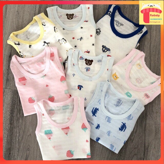 Áo phông bé trai 2-7 tuổi set 3 chiếc xuất Nhật, Áo ba lỗ cho bé vải sợi tre nhẹ thoáng mát