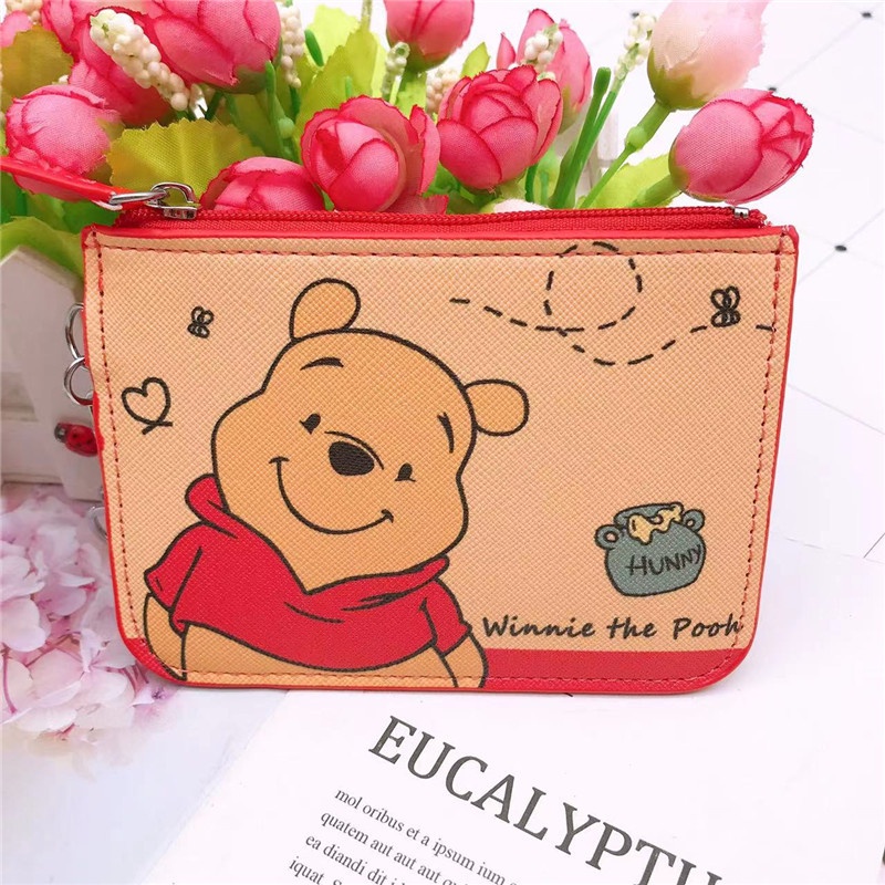 Ví Đựng Thẻ / Tiền Xu / Thẻ Đa Năng Có Móc Khóa Họa Tiết Hoạt Hình Winnie the Pooh Snoopy Dễ Thương