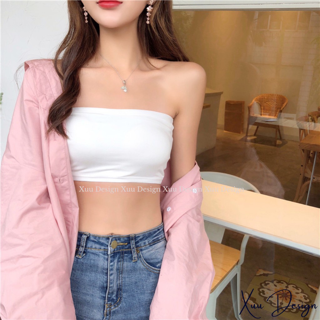 Áo quây ngực 💖Xuu Design💖 không đệm thun trơn croptop nữ dáng ôm màu trơn không dây -AD06