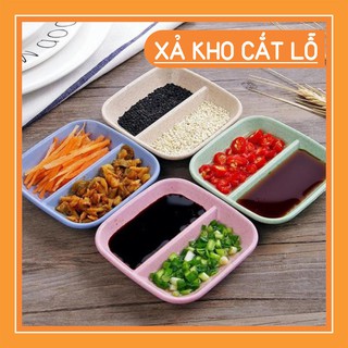 Đĩa đựng gia vị 2 ngăn / bát nước chấm lúa mạch