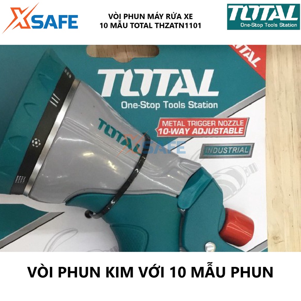 Vòi phun xịt rửa TOTAL THZATN1101 Vòi xịt phun nước 10 tia, kích thước 14*7*18.3cm Chất liệu TPR-ABS-hợp kim nhôm