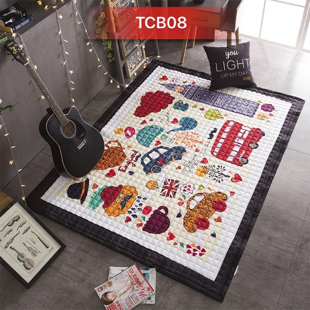 (RẺ NHẤT SHOPEE) Thảm Cotton KT 145x195cm dày 1,5cm siêu kute cho bé (HÀNG CÓ SẴN)