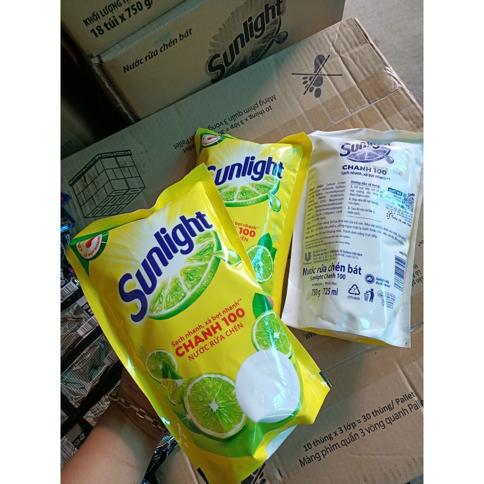 Nước Rửa Chén Sunlight Túi 750g Chanh/Trà Xanh/Thiên Nhiên