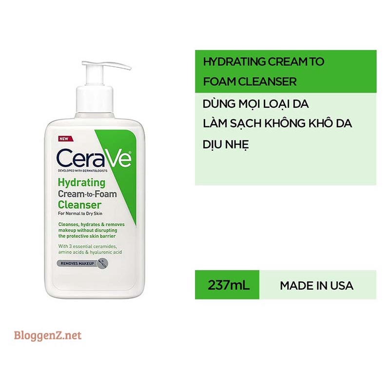 Sữa rửa mặt cerave foaming facial cleanser cho da dầu mụn nhạy cảm 473ml