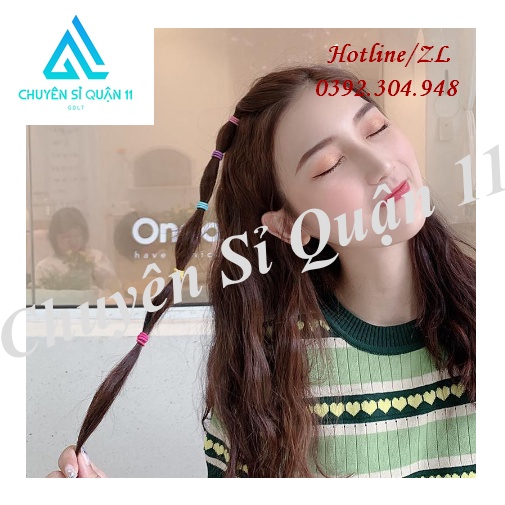 Set 100 sợi thun cột tóc kèm túi zip, 100 dây chun buộc tóc tặng túi đựng siêu xinh GD506-ThunBToc