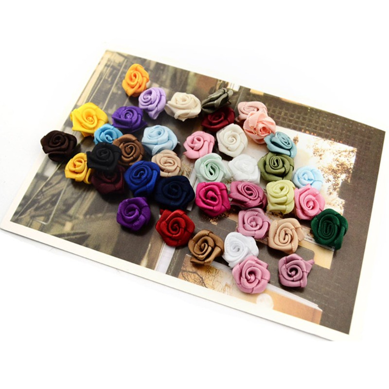 Set 100 Hoa Hồng Vải Satin Trang Trí Quần Áo