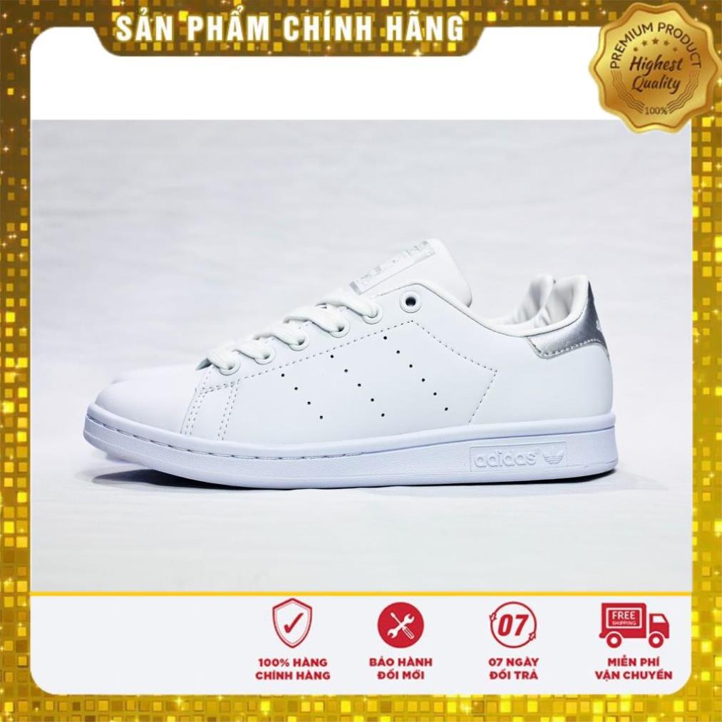 [SALE + FREESHIP] Giày thể thao nam nữ Adidas Stan Smith Silver ( gót bạc ) - bh12