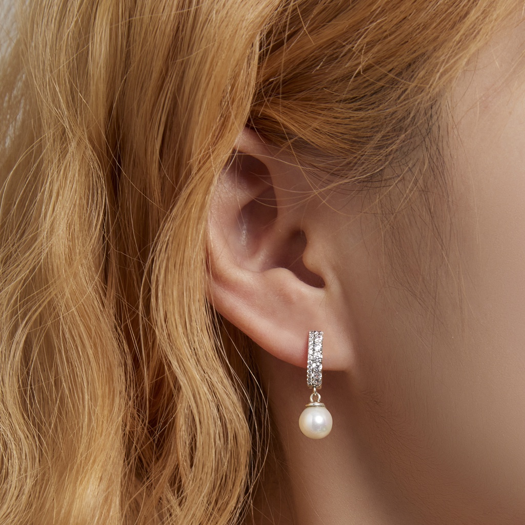 Bamoer Bông Tai bạc 925 Đính Đá Zircon Và Ngọc Trai 3 Phong Cách Thời Trang Dành Cho Nữ