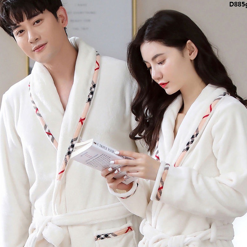 Áo choàng ngủ dáng dài chất liệu nỉ thời trang thu đông cho nữ | BigBuy360 - bigbuy360.vn