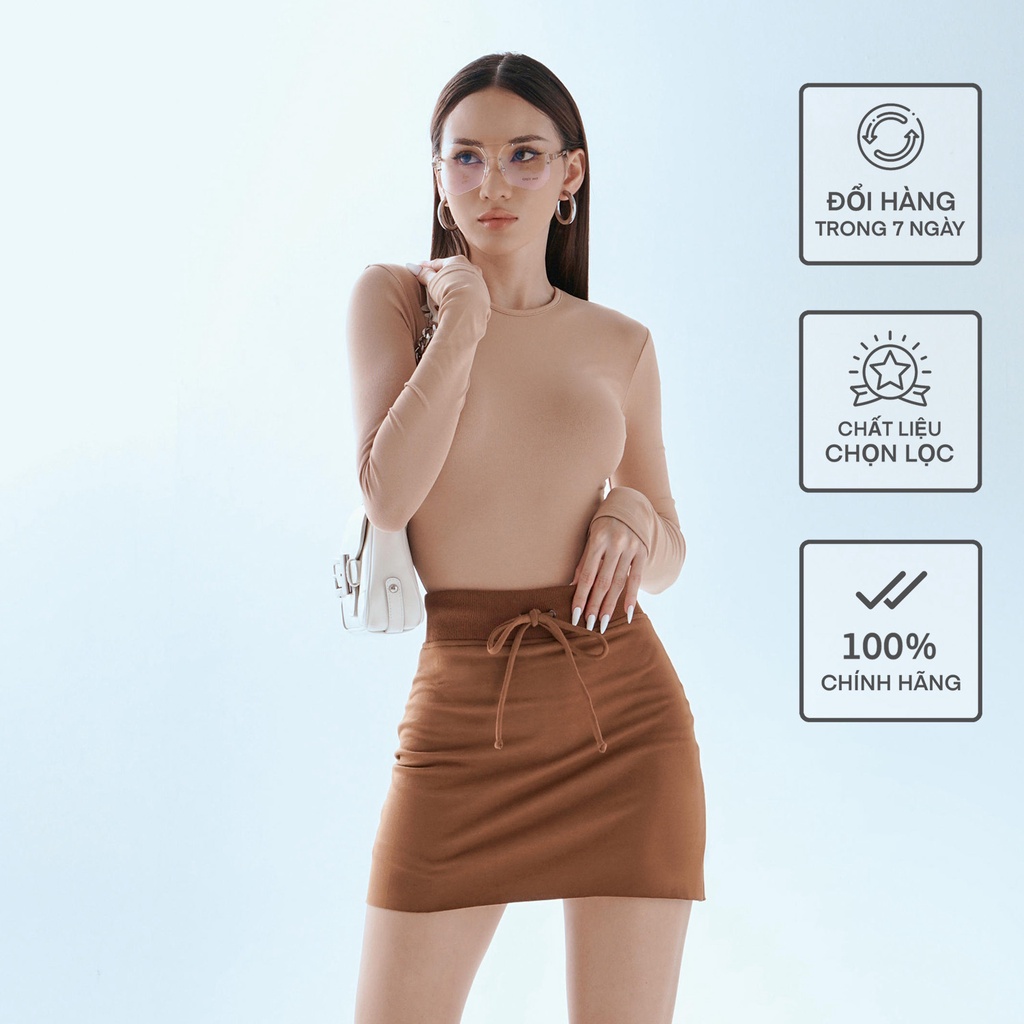 Áo Dài Tay Cổ Tròn Sát Nữ Dáng Thường Busy Thun Zip Co Giãn Ôm Sát DT7T