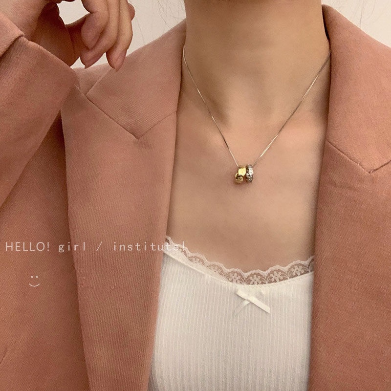 Vòng cổ Mặt Nhẫn Đôi Màu Sắc Đối Lập Đơn Giản