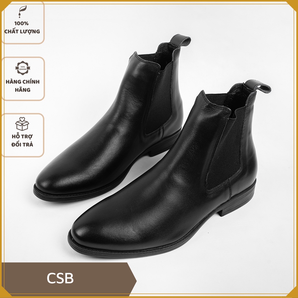 Giày da công sở Chelsea Boots Classic mũi tròn CS1 da bò cao cấp nhập khẩu, Giày da MADEM bảo hành 1 năm