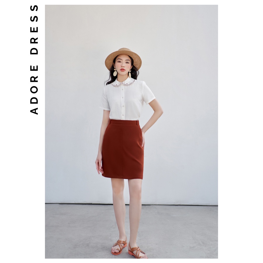 Áo sơ mi nữ trắng cổ thêu bô đê 2AO1005 ADORE DRESS