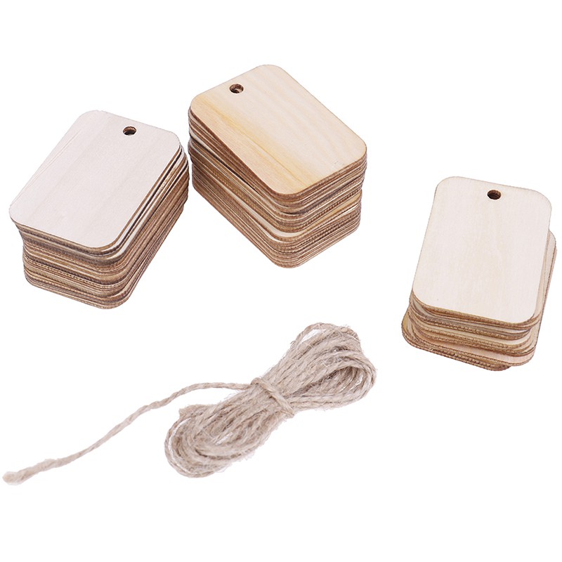 Set 50 thẻ gỗ treo trang trí/làm đồ thủ công tiện dụng