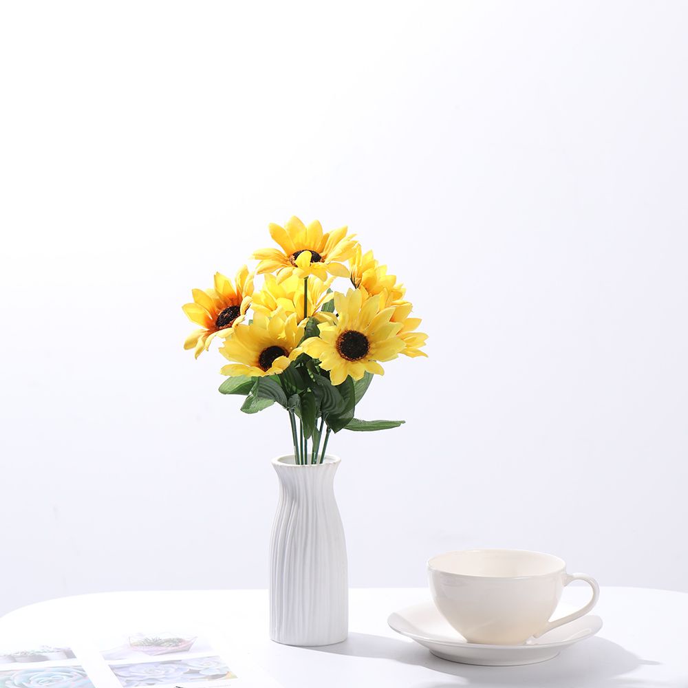 Bó Hoa Hướng Dương Nhân Tạo 7/13/24 Đầu Bằng Nhựa Trang Trí Nhà Cửa DIY