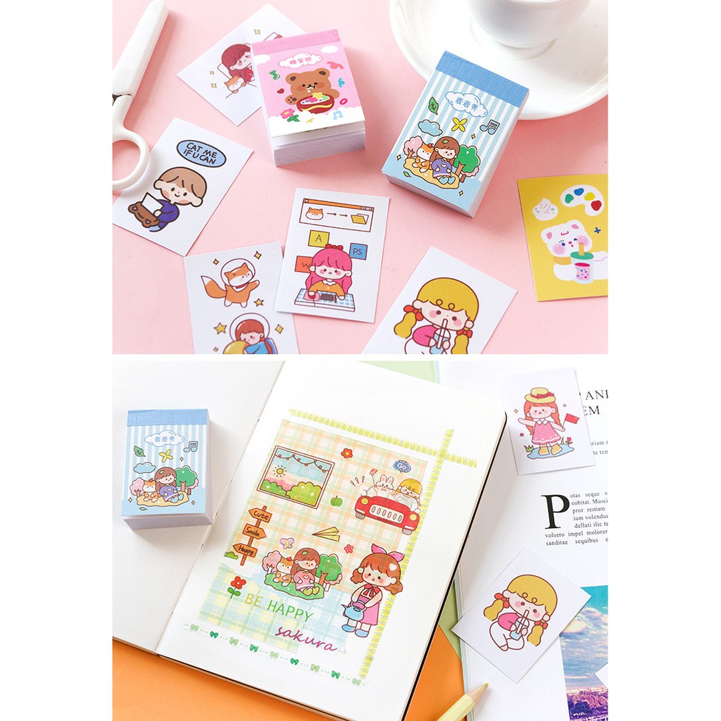 SET 50 TẤM STICKER BỎ TÚI CUTE MINI POCKET STICKER BOOK | MST381