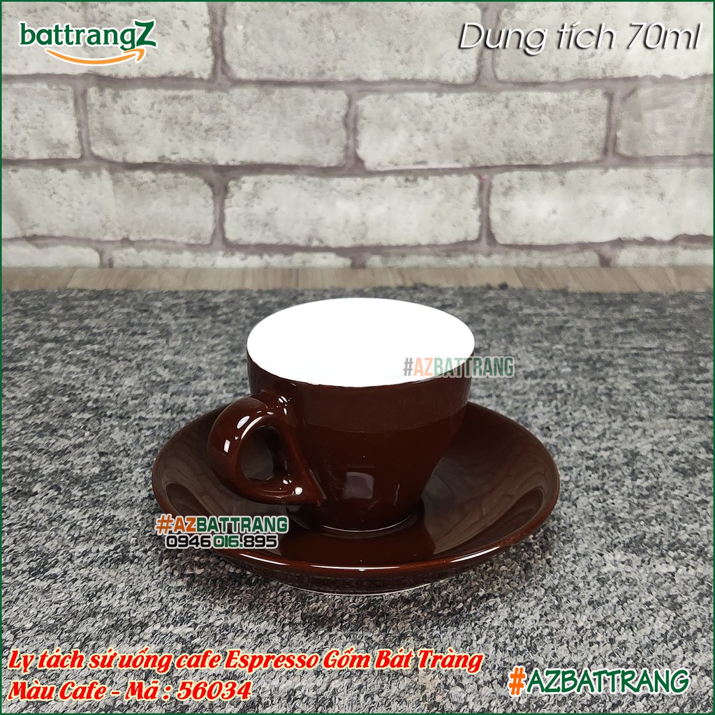 Ly tách sứ uống cafe Espresso màu cà phê Gốm Bát Tràng