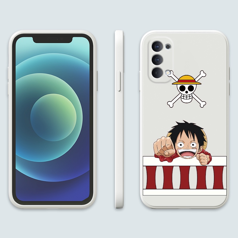 Ốp Điện Thoại Silicon Chống Rơi Hình Luffy Cho OPPO Reno 4 4SE 5 Pro Plus 4G 5G Phone Casing Silicon Fashion Camera Lens Protector Full Cover simple Liquid silicone Cases