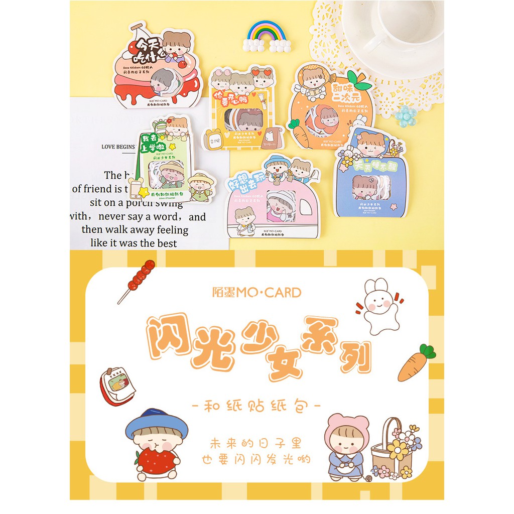 Set 40 miếng Cute Girl Character Mo Card sticker