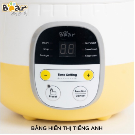 NỒI NẤU CHÁO CHẬM BEAR, NỒI HẦM CÁCH THỦY ĐA NĂNG BEAR 0.8L (TẶNG BẢNG ĐK TIẾNG VIỆT) - BẢO HÀNH 18 THÁNG