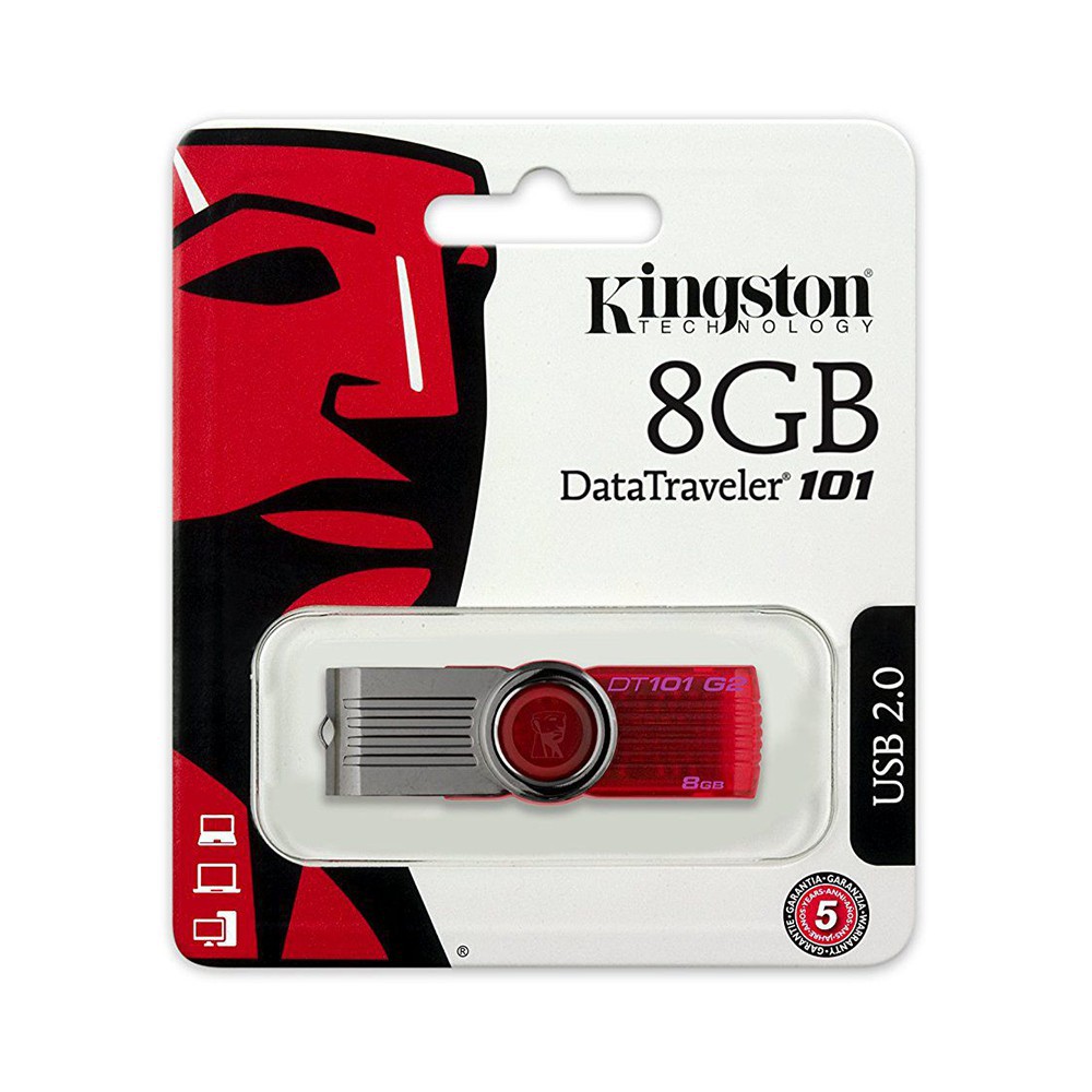 USB 8GB Kingston DT101 G2 (Đỏ) tặng đèn LED USB - Hãng phân phối chính thức