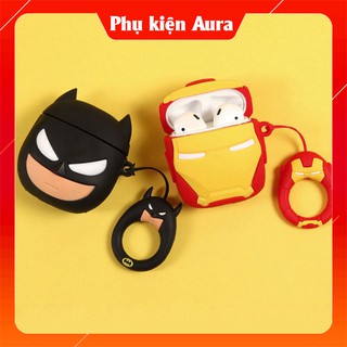Vỏ tai nghe Airpod hình Marvel đẹp - Chất liệu Silicon - Hình ironman - Case Airpods bảo vệ - Phukienaura