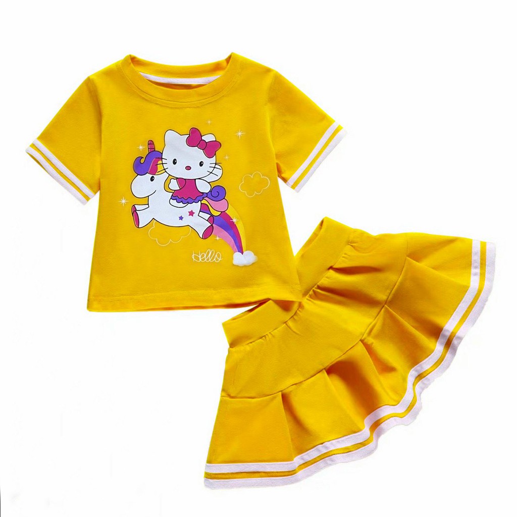 [Chính hãng STARKIDS 10-40kg] Set váy thể thao cho bé gái (chân váy kèm chip cotton mềm) hình in Kitty Pony siêu xinh