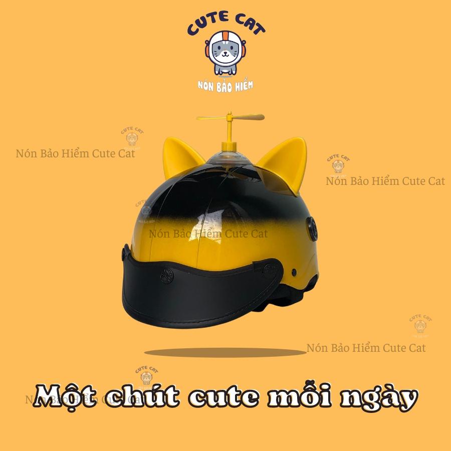 Nón Bảo Hiểm Sơn 2 Màu Kèm Tai Mèo Và Chong Chóng Nhiều Màu Siêu Dễ Thương Chất Liệu Nhựa ABS Cứng Cáp Gọn Nhẹ CUTE CAT