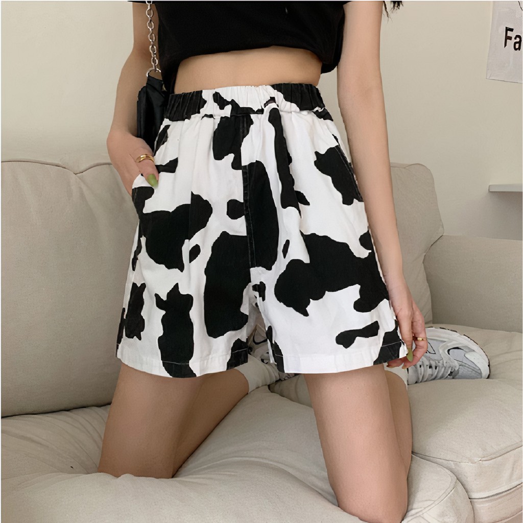 Quần Đùi Bò Sữa Loang Thể Thao Cạp Chun Hot Trend - VIETCEN
