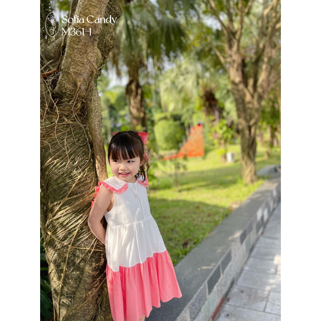 Váy hè 2 tầng Sofia cho bé gái size 1-10T (10-40kg) 2 màu cam, hồng xinh xắn