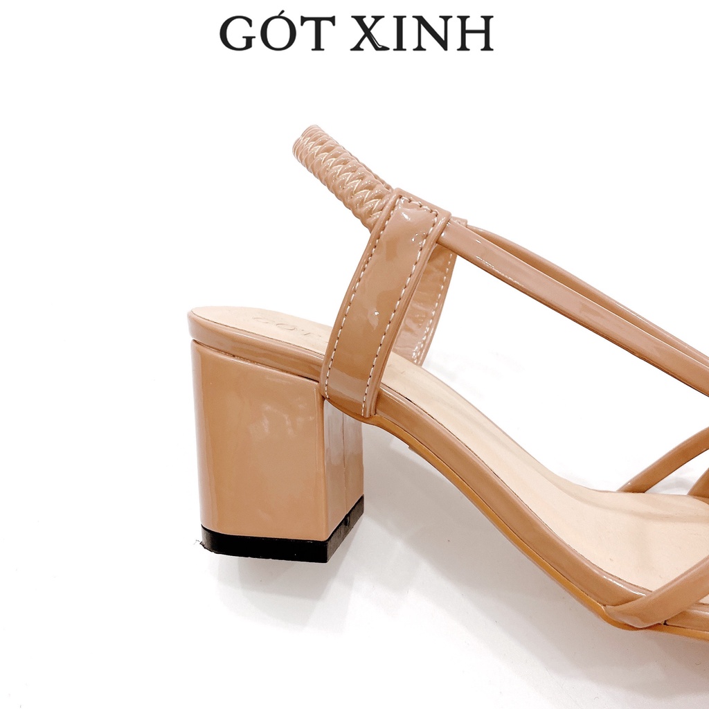 Giày sandal cao gót nữ GÓT XINH GD4 da bóng đế trụ vuông cao 5cm