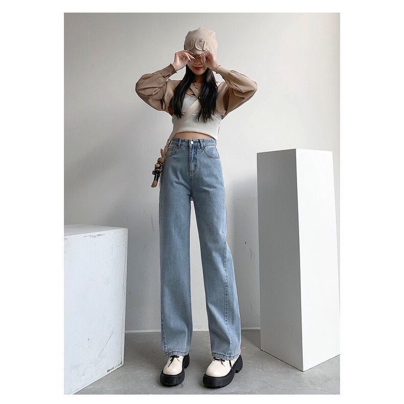 Quần jean nữ ống xuông thiết kế chỉ nổi cá tính Thời Trang Giá Xưởng Official