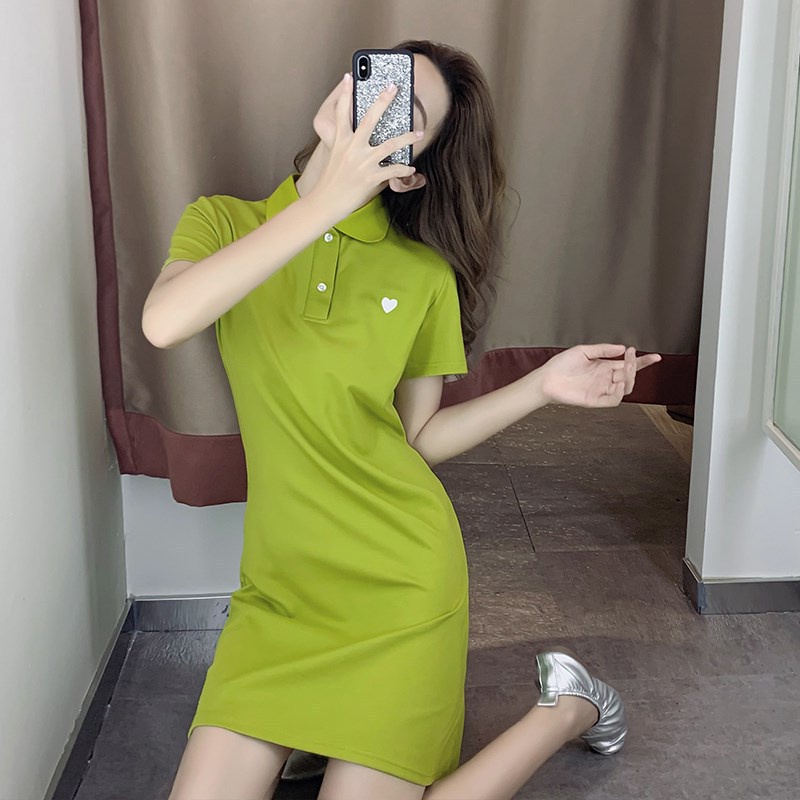 Đầm Polo Ngắn Tay Cổ Bẻ Thêu Họa Tiết Phong Cách Âu Mỹ Thời Trang Mùa Hè Hàng Mới Cho Nữ