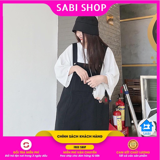 [GIÁ SỈ] Quần yếm đùi kaki 2 Màu ống rộng Unisex đi chơi mặc nhà FREE SIZE DƯỚI 65KG - Quần baggy nữ SABI SHOP