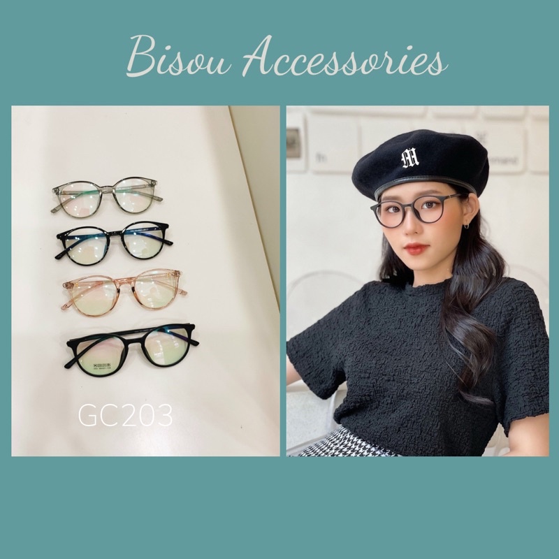 Kính cận nữ mắt tròn nhựa dẻo hàn quốc bisou 𝐆𝐂𝐍𝟐𝟎𝟑