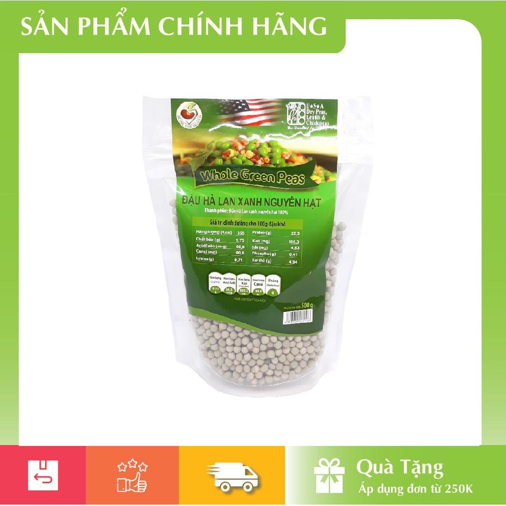 [HÀNG CHÍNH HÃNG] Đậu Hà Lan khô xanh nguyên hạt hữu cơ - Whole Green Peas Organic 500gr