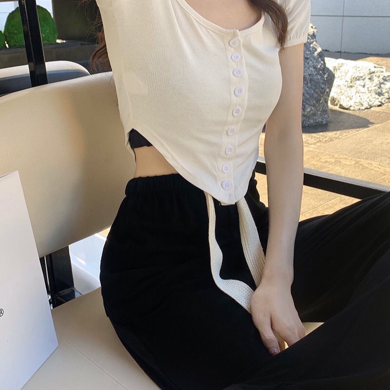 COZOK Quần ống rộng lưng cao thời trang