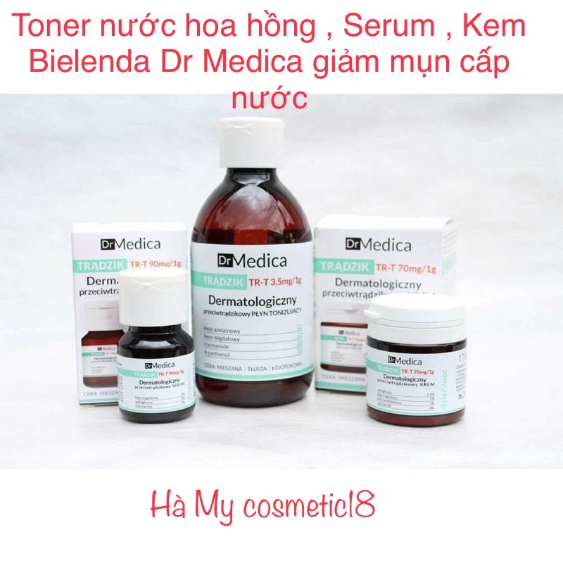 Toner nước hoa hồng , Serum , Kem Bielenda Dr Medica kiềm dầu cấp nước