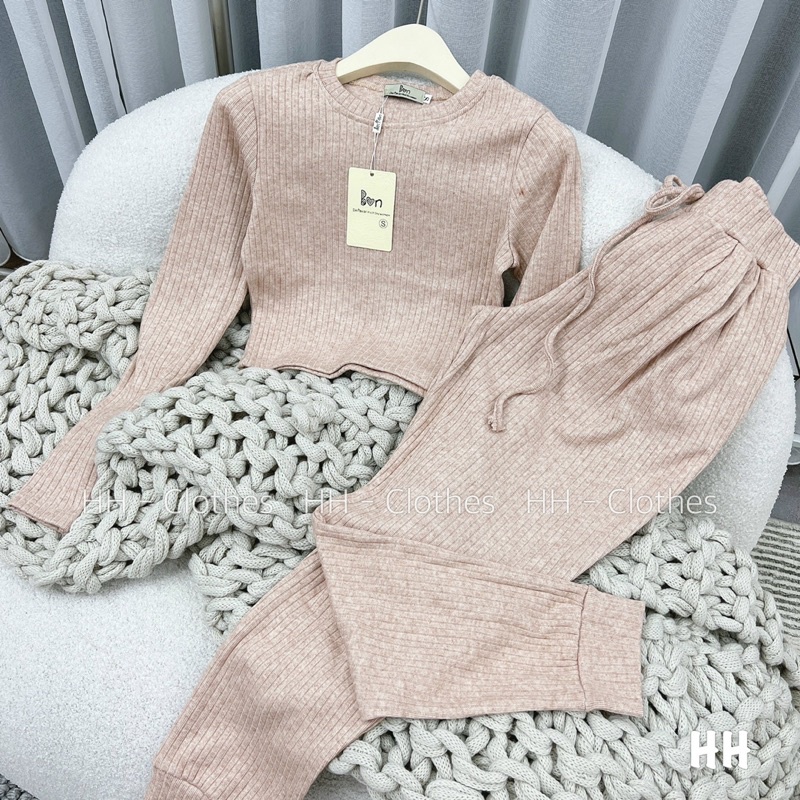BỘ LEN CỔ TRÒN QUẦN DÀI TĂM ẢNH THẬT CHỦ SHOP MẶC 100%