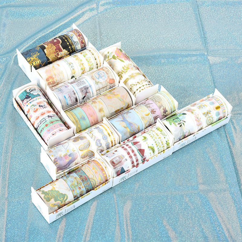 Set 6 cuộn băng dính washi tape ánh nhũ trang trí