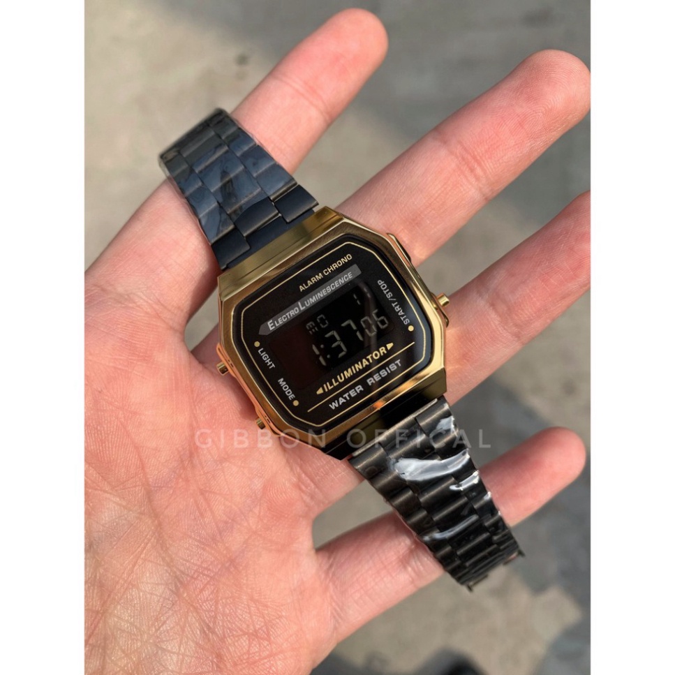 Đồng hồ nam, nữ a168 dây thép không rỉ 4 màu thời trang