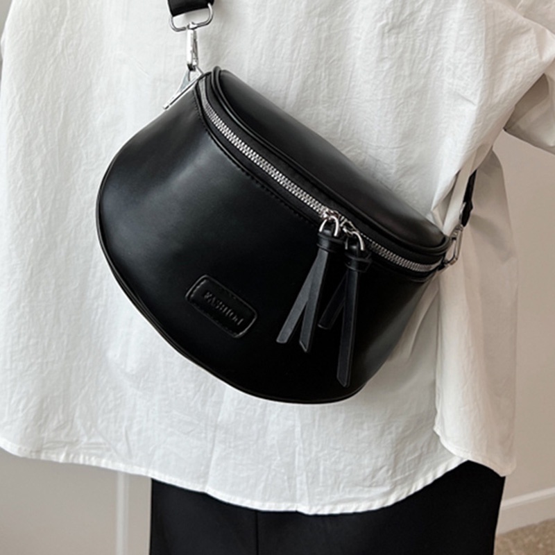 IELGY Túi Đeo Vai Màu Trơn Có Khóa Kéo Phong Cách Hàn Quốc Thời Trang Cho Nữ