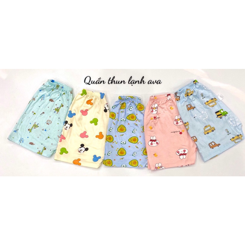 Quần đùi chục thun lạnh bé trai bé gái nhiều hoạ tiết màu sắc dễ thương