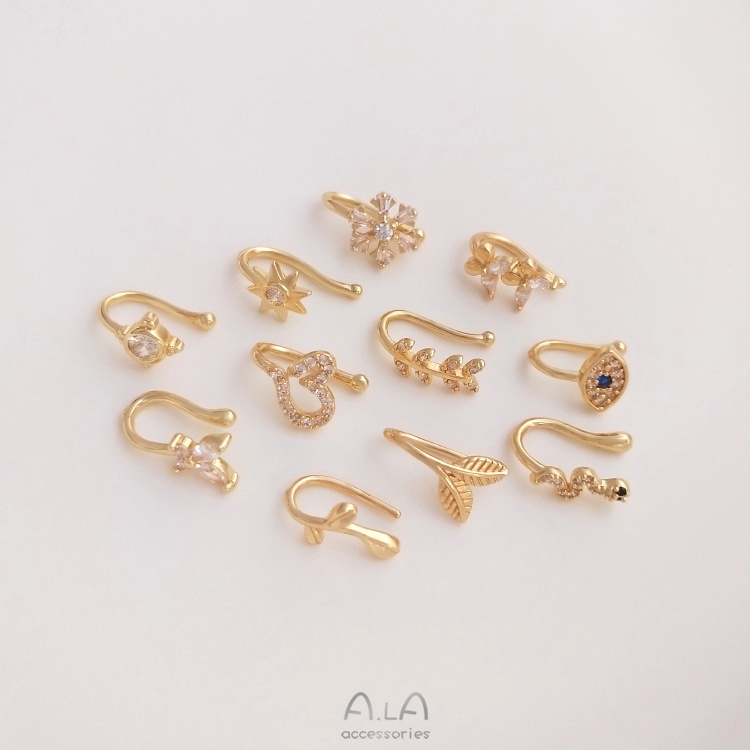 █A.ιA゜14K Vàng●〔 1 Cái〕°Khuyên Kẹp Mũi/Tai/Mũi 14K Không Gây Dị Ứng Màu Sắc Thời Trang