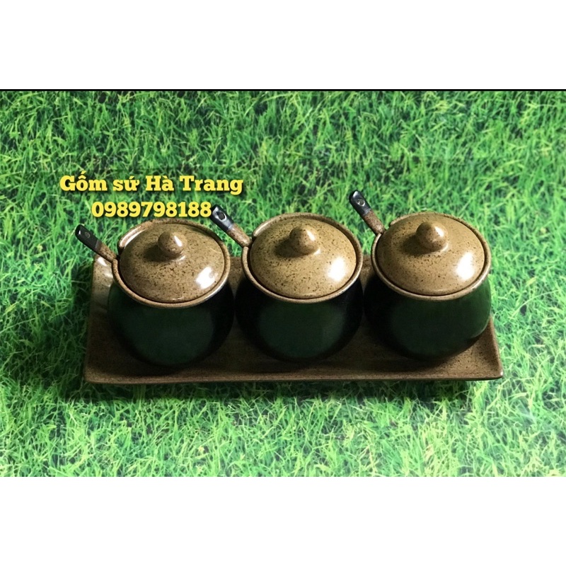 Bộ hũ đựng gia vị gốm sứ Bát Tràng cao cấp