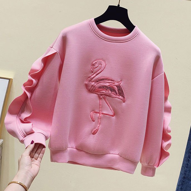 Áo sweater IQ ANGEL dáng rộng thêu họa tiết xinh xắn phong cách thời trang thu đông cho bé gái