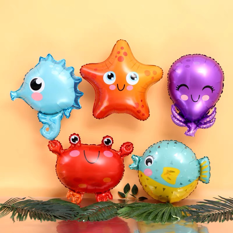 Bóng bay sinh vật biển tôm cua cá bạch tuộc sao biển cá ngựa trang trí sinh nhật thôi nôi cho bé HAPPYKID BBSVB
